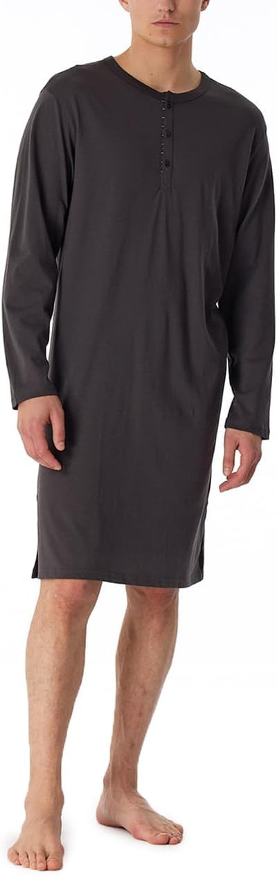 Schiesser Herren Nachthemd langarm - Nightwear 58 Anthrazit, 58 Anthrazit