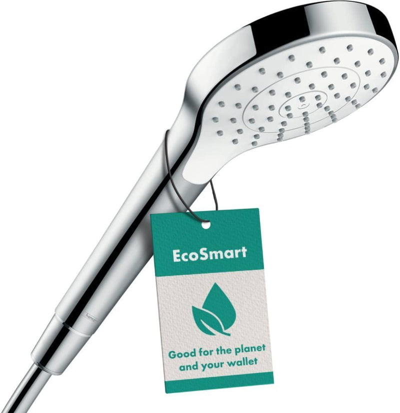 hansgrohe Duschkopf Croma S, Duschbrause wassersparend, 1 Strahlart, Antikalk-Funktion, Weiss/Chrom