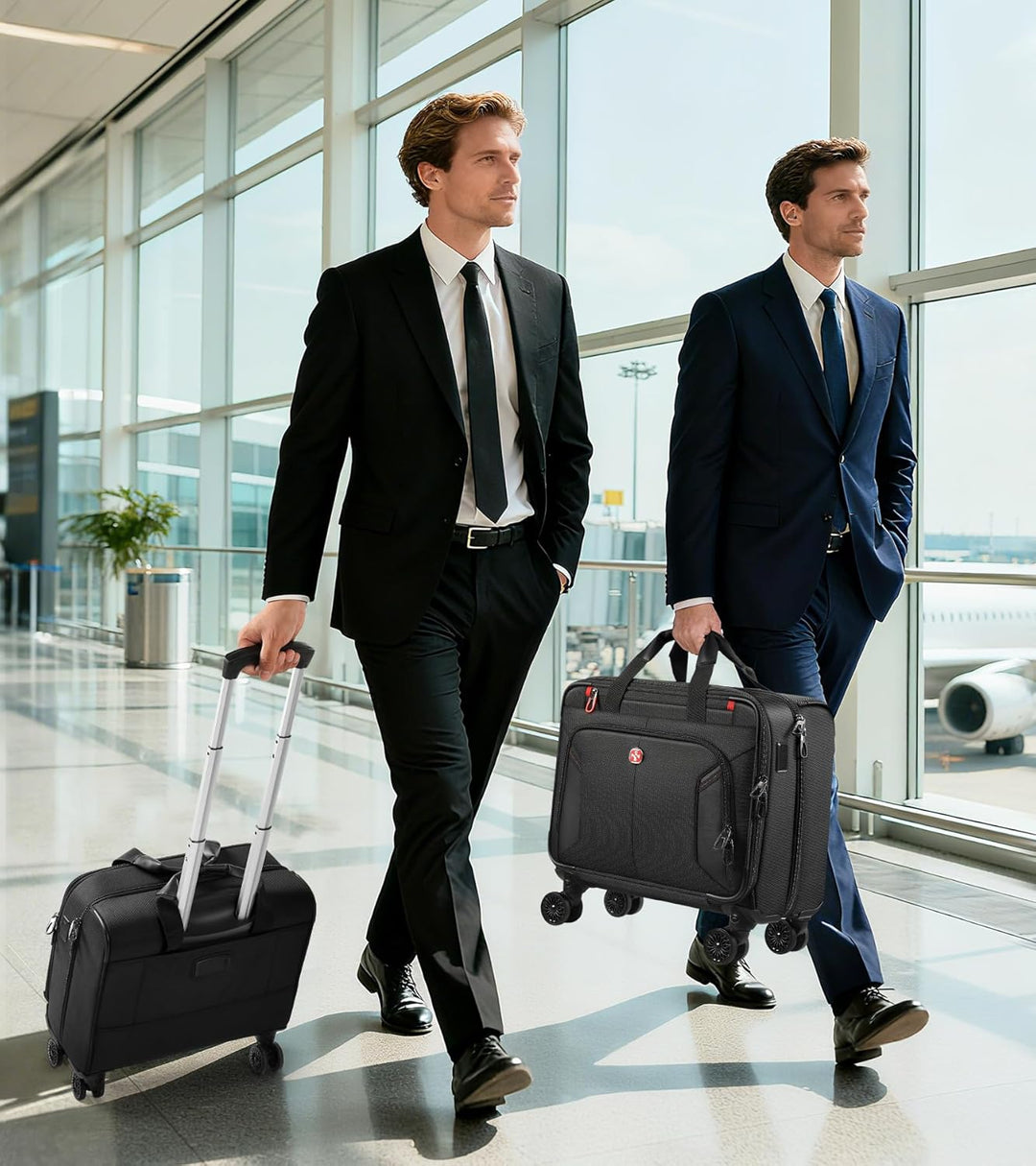 star cloud Laptop Trolley 17 Zoll, Business Trolley Herren, Laptop-Aktentasche mit 4 Rollen, Laptopt