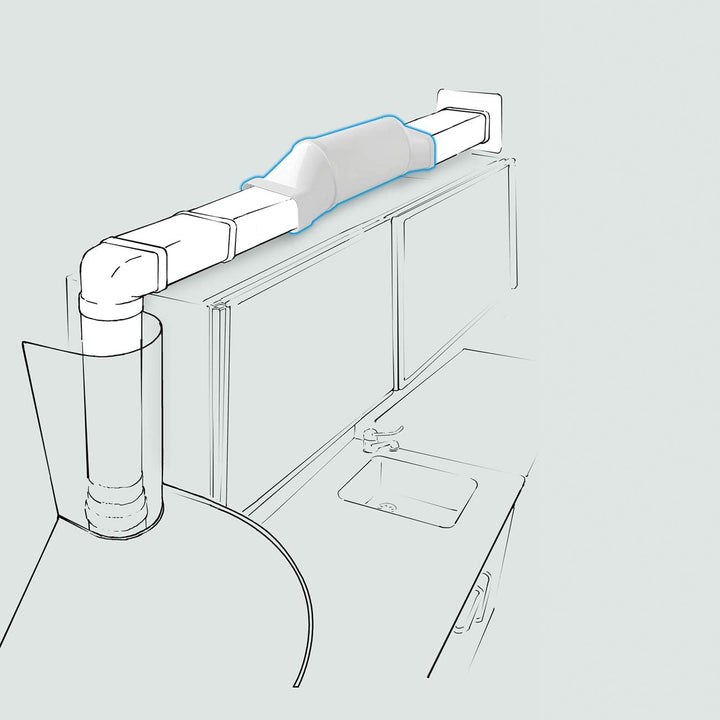 Die Ventilation STK157B Exzenter Schalldämpfer für rechteckige Hüte und Kanäle, 150 x 70 mm. Farbe: