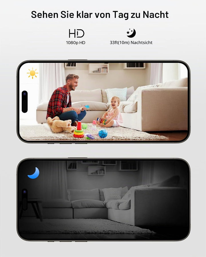 ZOSI 1080P Innen WLAN Überwachungskamera mit Plug-in-Strom, Lokale KI für Person/Bewegungen, Magnetf