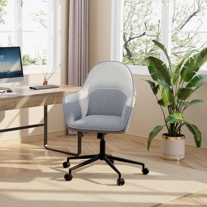 DEVAISE Homeoffice Stuhl, Ergonomischer Schminktischstuhl mit 9 cmKissen, neigbar bis 105°, höhenver