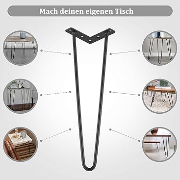 Möbelbeine Haarnadel Tischbein Metallfüsse Schwarz Tischbeine Metall 30cm Beine für Möbel Hairpin Le