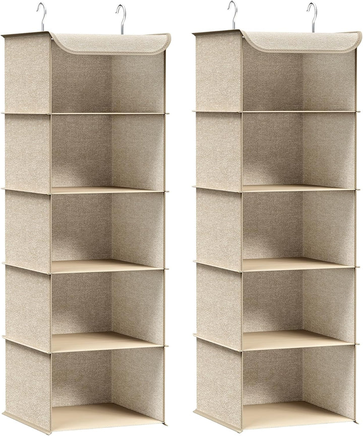 SONGMICS Hängeorganizer, 2er Set, Schrank-Organizer, Hängeregal, Hängeaufbewahrung, faltbar und plat