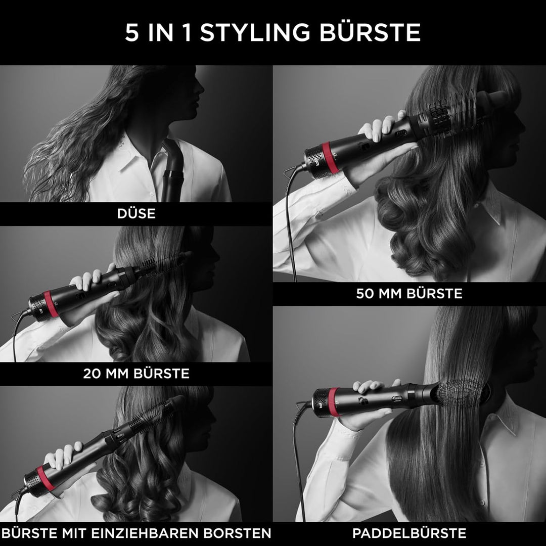 Rowenta x Karl Lagerfeld CF635L Express Style Warmluftbürste | 5-in-1 Stylingbürste | Keratin & Glow