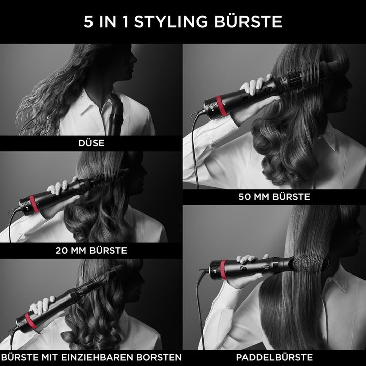 Rowenta x Karl Lagerfeld CF635L Express Style Warmluftbürste | 5-in-1 Stylingbürste | Keratin & Glow