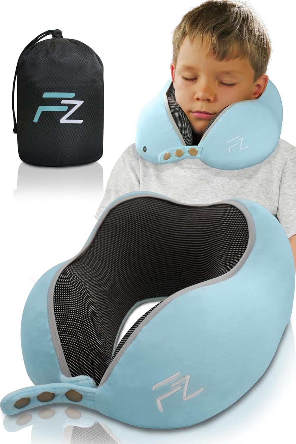 FLOWZOOM Nackenkissen Kinder Auto | Nackenhörnchen Kinder | Kinder-Reisekissen | Kinder-Nackenkissen