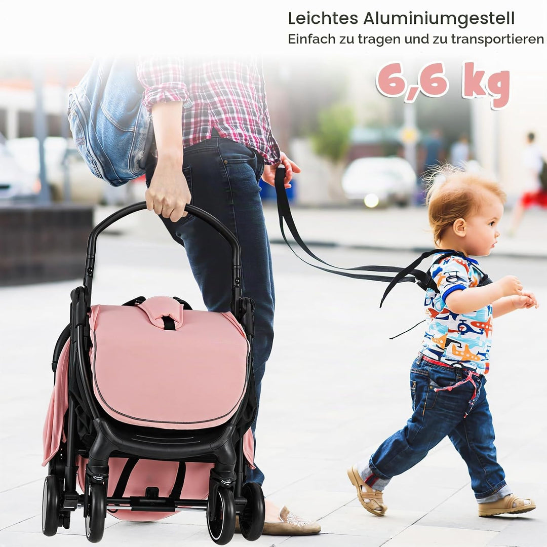 LIFEZEAL Klappbarer Kinderwagen, Kinderbuggy mit verstellbarer Rückenlehne, Buggy mit Schlaffunktion