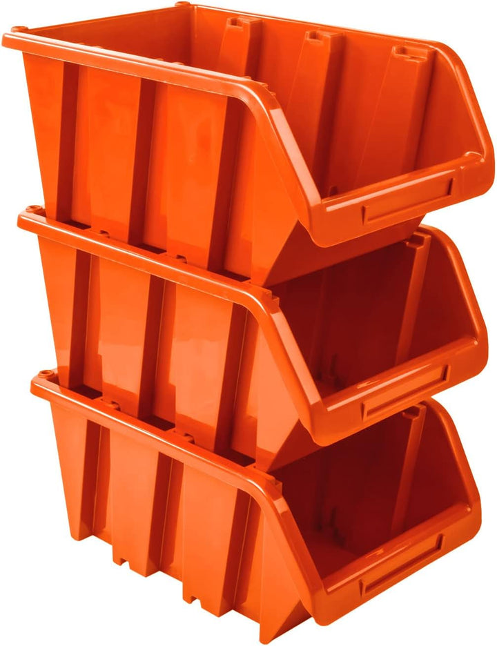 50x Stapelbox 230 x 120 x 160 mm – Stapelboxen Set - Sichtbox Sichtlagerboxen Lagerbox, Orange