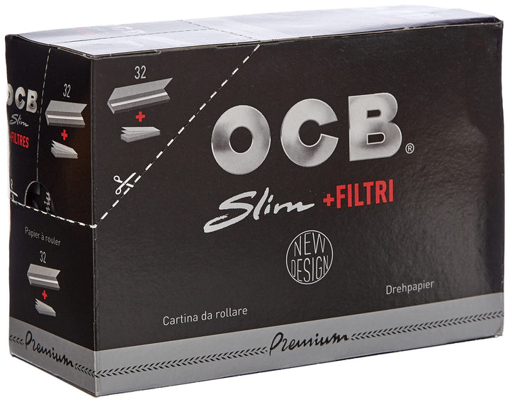 OCB Premium Long Slim Paper schwarz + Tips Zigarettenpapier, Papier, 15 x 15 x 5 cm OCB Schwarz Prem