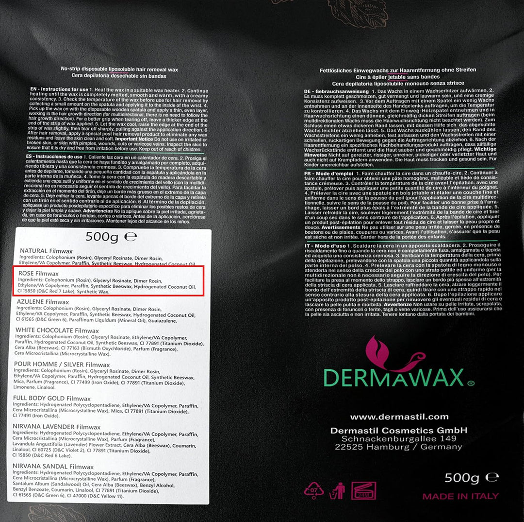 Dermawax 500g Rose Wachsperlen mit Kokosöl – Professionelles Heisswachs zur Haarentfernung – Sanftes