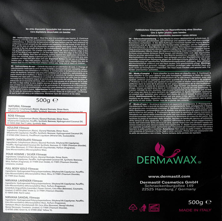 Dermawax 500g Rose Wachsperlen mit Kokosöl – Professionelles Heisswachs zur Haarentfernung – Sanftes