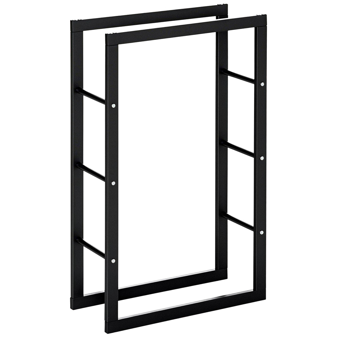HOMCOM Kaminholzständer Kaminholzablage Feuerholzregal Kaminholzhalter 100kg Stahl Schwarz L60 x B25