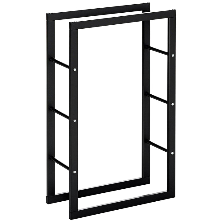 HOMCOM Kaminholzständer Kaminholzablage Feuerholzregal Kaminholzhalter 100kg Stahl Schwarz L60 x B25