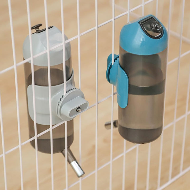 Hunde Trinkflasche [Grau, 700ml] Haustier Wasserspender Auslaufsichere Hund Katzen Kaninchen Käfig W