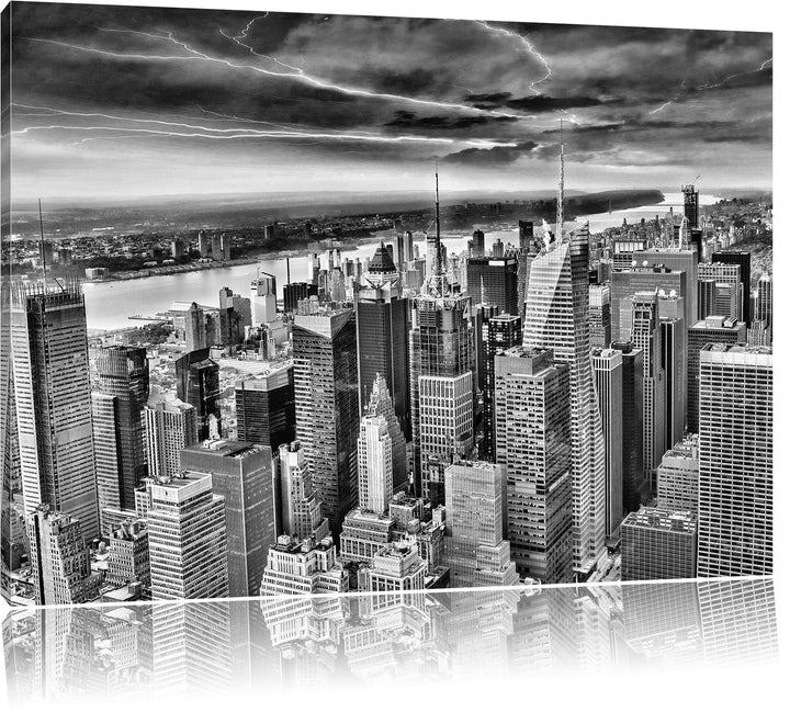 Pixxprint Skyline New York als Leinwandbild/Grösse: 100x70 cm/Wandbild/Kunstdruck/fertig bespannt, 1