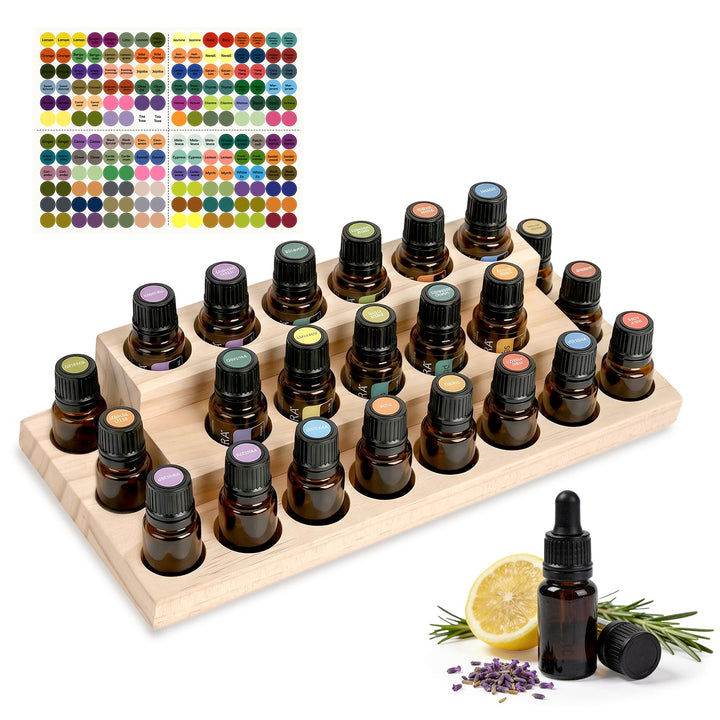 Ätherisches Öl Display Ständer, 23 Löcher Aromatherapie Öle Hölzern Tragen Gestell Halter Organisato