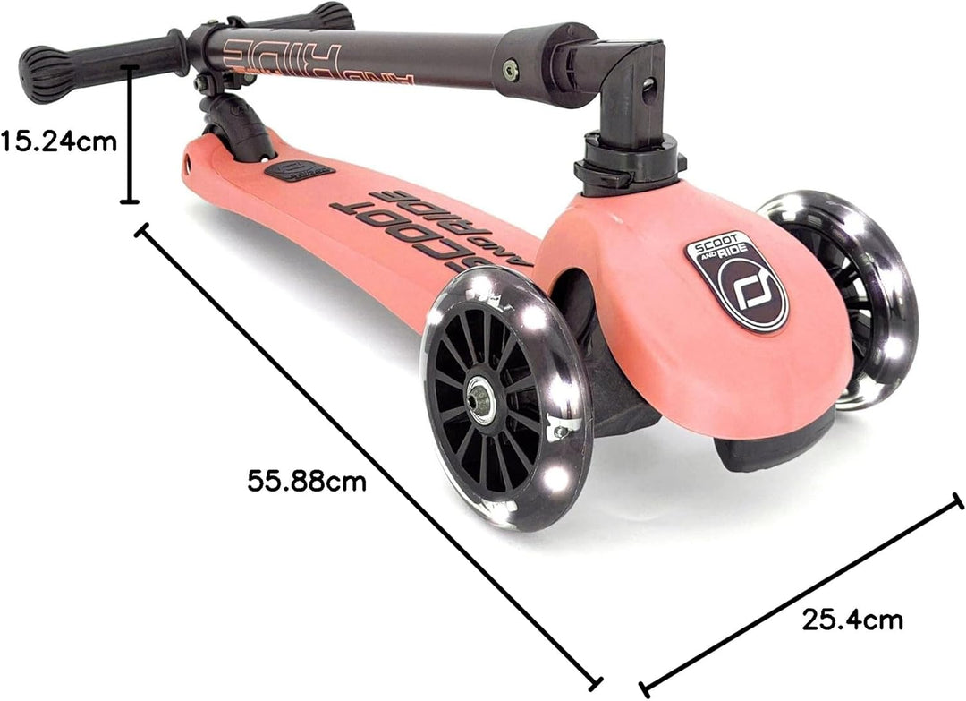 Scoot & Ride Highwaykick 3 LED Scooter Roller Kunststoff/Metall Peach, Masse: ca. 55cm x 15cm x 24cm