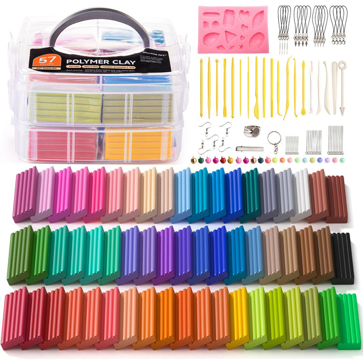 Polymer Clay, Shuttle Art 57 buntes Weich-Ton-Set, 1,55 kg/ 3,4 lb, ofenhärtende Modelliermasse Set,