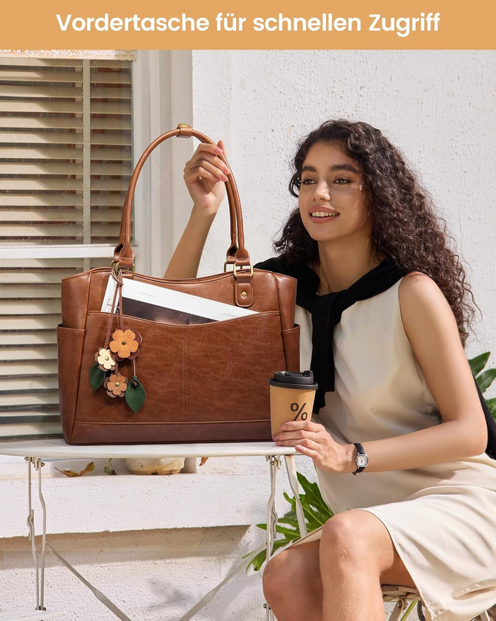 LOVEVOOK Laptoptasche Damen 15,6 Zoll, Arbeitstasche Shopper Tasche Handtasche Gross, Elegant Lehrer