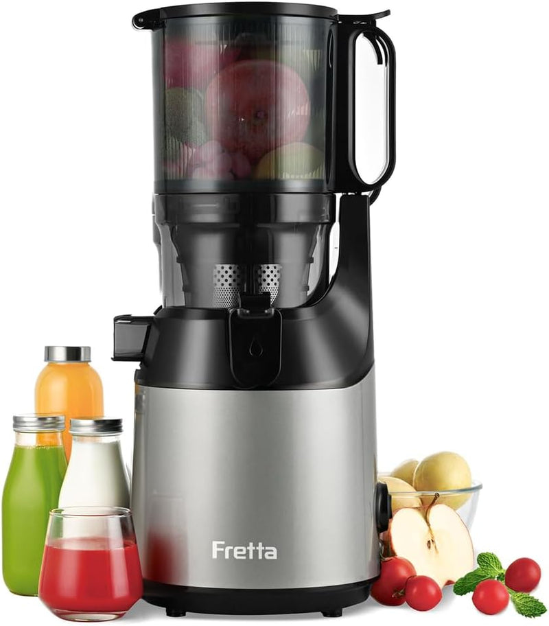 Fretta Entsafter Slow Juicer mit 135mm Öffnung,Entsafter Gemüse und Obst,250W Mastizier-Entsafter mi