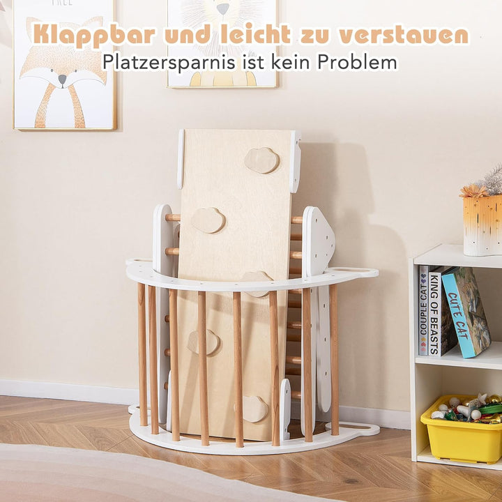 COSTWAY Kletterdreieck mit Rutsche, Kletterbogen, inkl. doppelseitige Rampe, zum Klettern, Rutschen