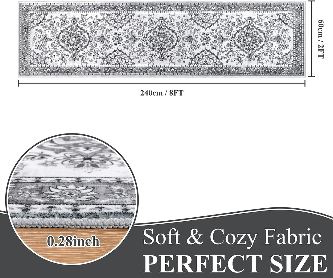 Enyhom Teppich Läufer für Küche, 60 x 240 cm Hochwertig rutschfest Läufer Flur Traditioneller Langer