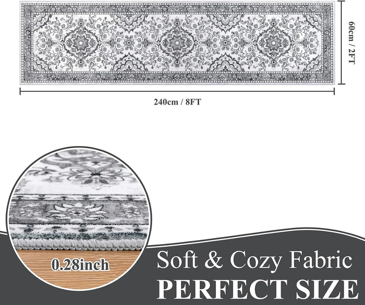 Enyhom Teppich Läufer für Küche, 60 x 240 cm Hochwertig rutschfest Läufer Flur Traditioneller Langer