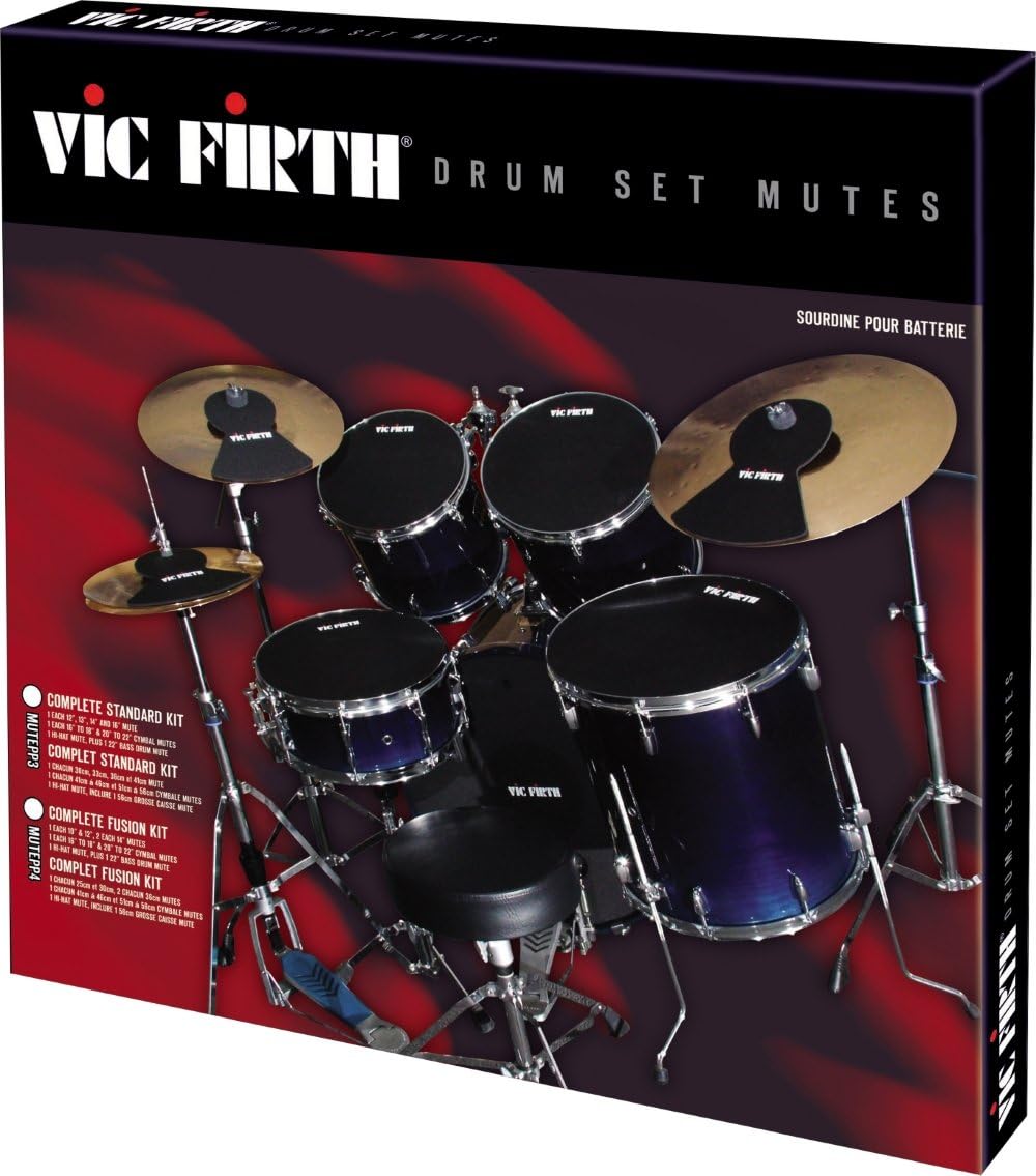 Vic Firth Rock Version Drum and Cymbal Mute Pad Set: 12”, 13”, 14”, 16", 22" Drum Pads Plus Hi-hat a