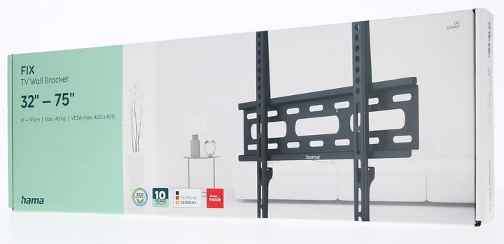 Hama TV Wandhalterung, starr (TV Wandhalterung 32-75 Zoll, VESA 50x50 bis VESA 400x400, bis 40kg, ex