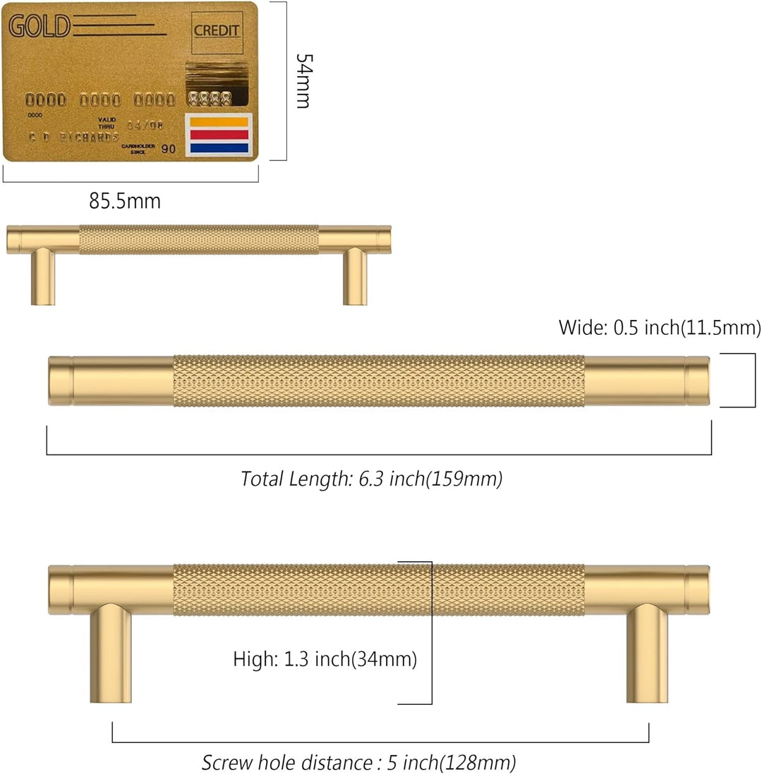 Amerdeco 10 Stück Champagner Bronze Schrankgriffe 128mm Lochabstand, Aluminium Griffe für Küchenschr