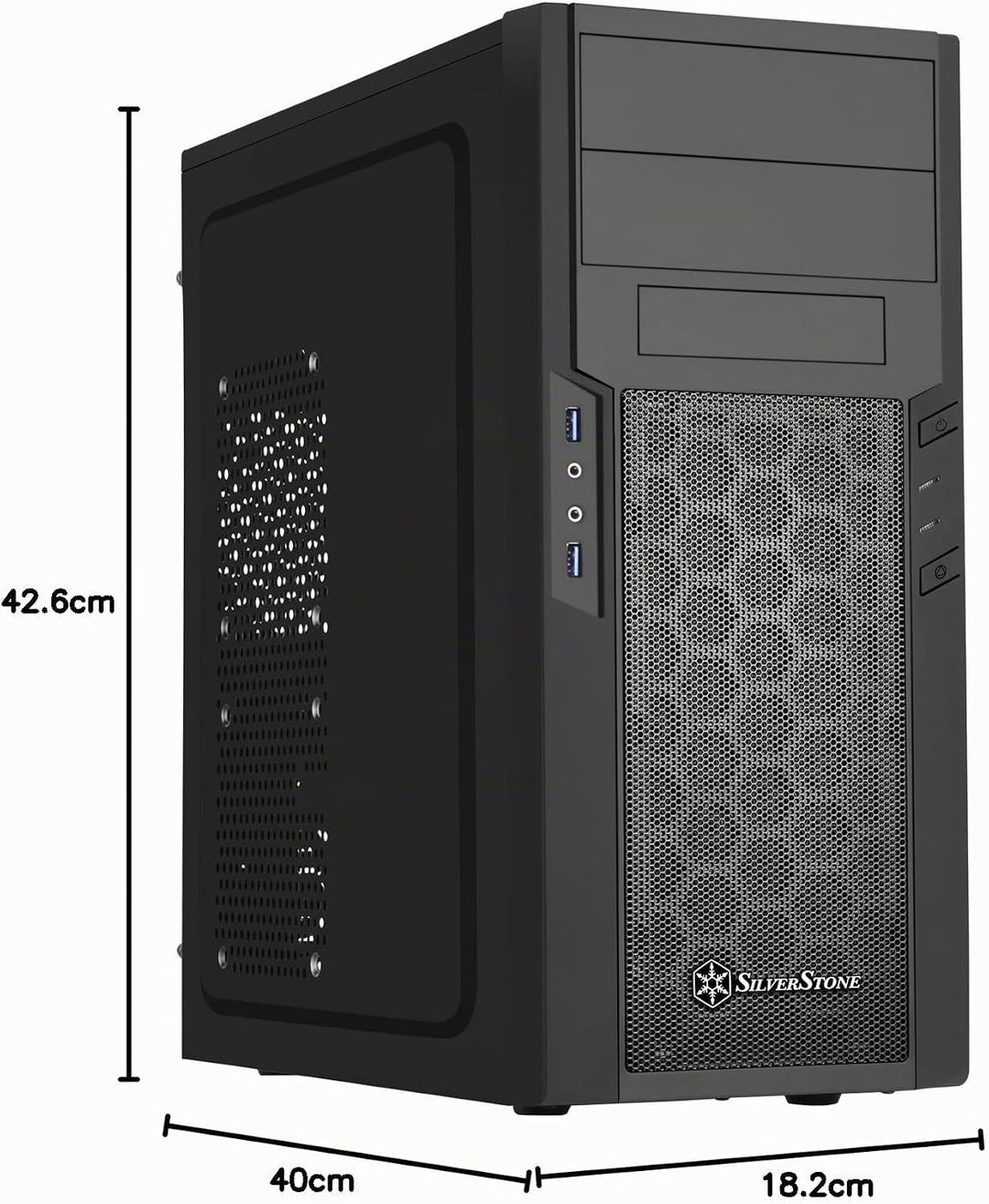 SilverStone SST-PS13B - Precision Midi Tower Gehäuse, Frontblende in Klavierlack-Optik, ATX, schwarz