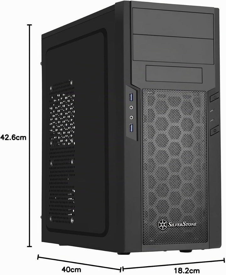 SilverStone SST-PS13B - Precision Midi Tower Gehäuse, Frontblende in Klavierlack-Optik, ATX, schwarz