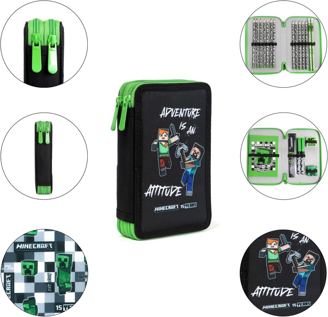 Minecraft Alex Creeper Steve Federtasche Kinder, Federmäppchen, Pencil Case Grosse Kapazität, Etui S