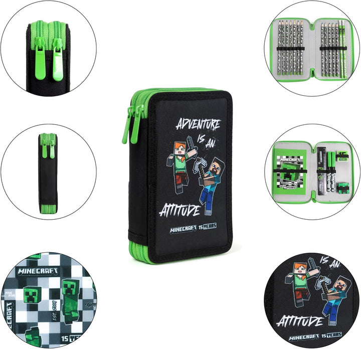 Minecraft Alex Creeper Steve Federtasche Kinder, Federmäppchen, Pencil Case Grosse Kapazität, Etui S