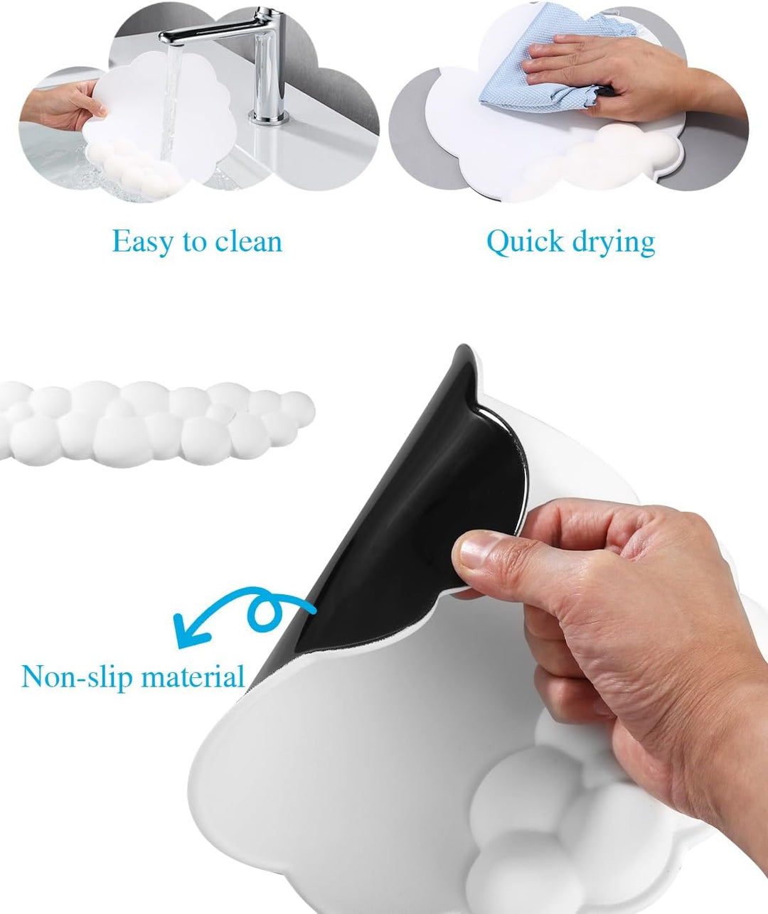 Wolke Handballenauflage Tastatur, Ergonomisch Wolke Mousepad Handgelenkstütze, mit Memory-Schaum, Ni