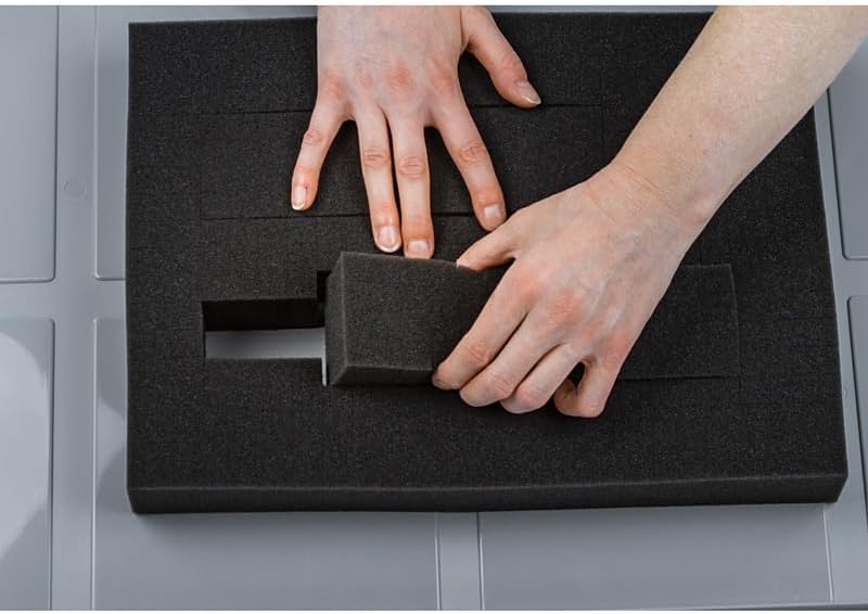 Set: Rasterschaumstoff (Stanzung 15x15 mm) + Schaumstoffeinlage - 560x360x205 mm, 560x360x205 mm
