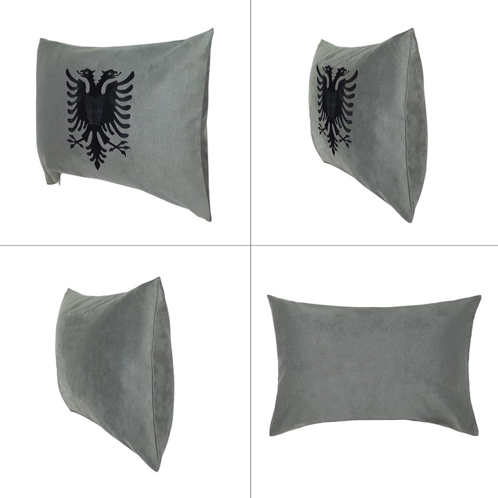 EXPRESS-STICKEREI Premium Kissen mit Füllung Albanien Wappen Fahne Albania Flagge Dekokissen Zierkis