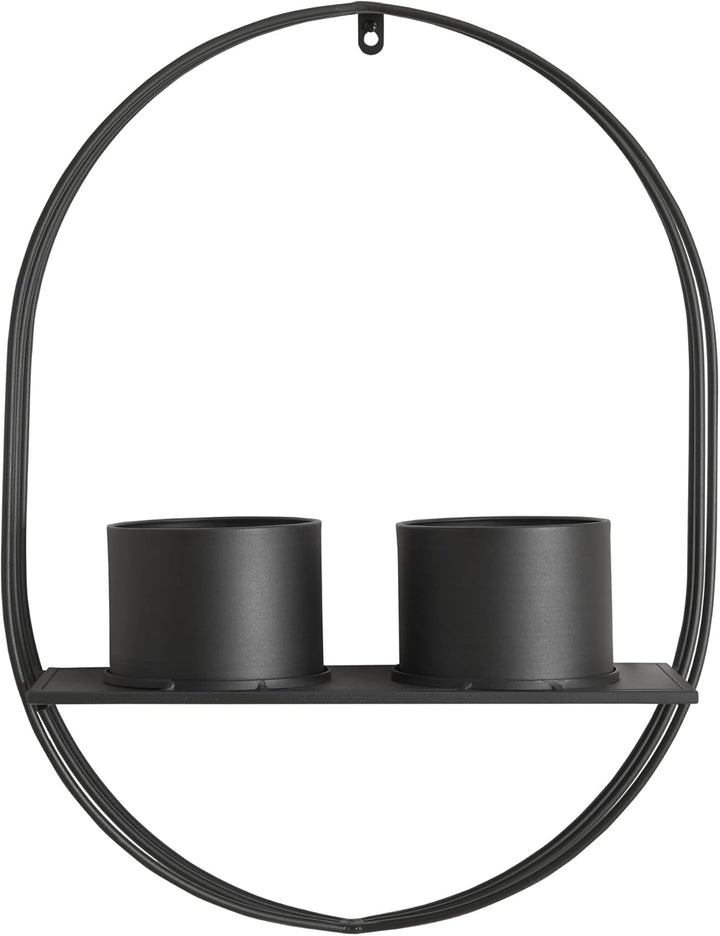 [en.casa] Wandregal mit 2 Blumentöpfen Vestby schwebendes Pflanzenregal aus Metall Blumenregal hänge