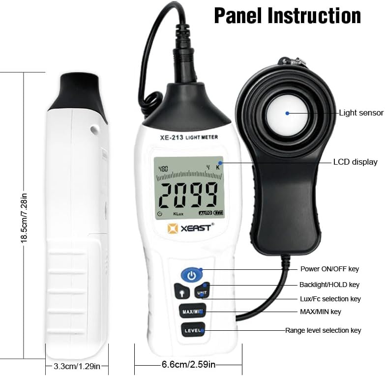 New Digital Luxmeter Tragbare Belichtungsmesser Fotografie 400K Lux Tester LCD Flash Photo, Fotometr