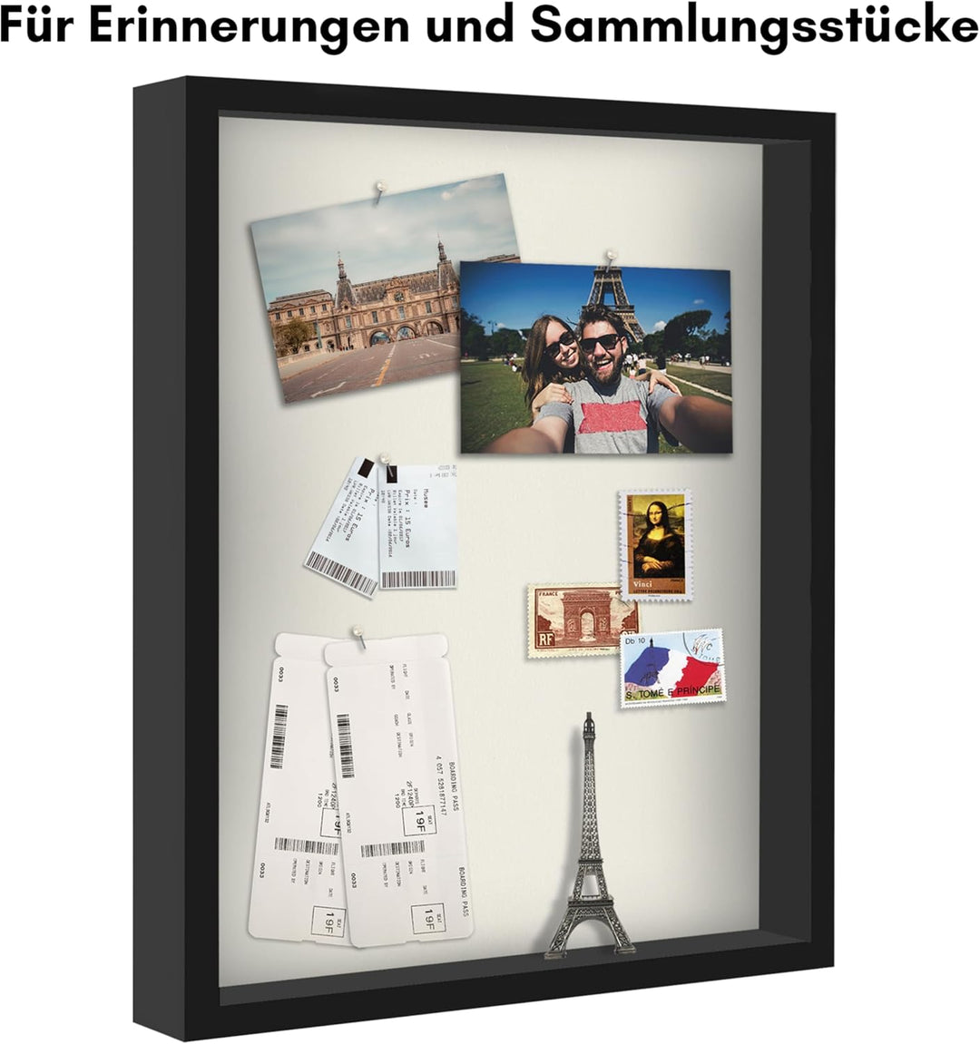 Americanflat 3D-Bilderrahmen zum Befüllen - 40x50 cm - tiefer Objektrahmen mit weichem Leinentuch al