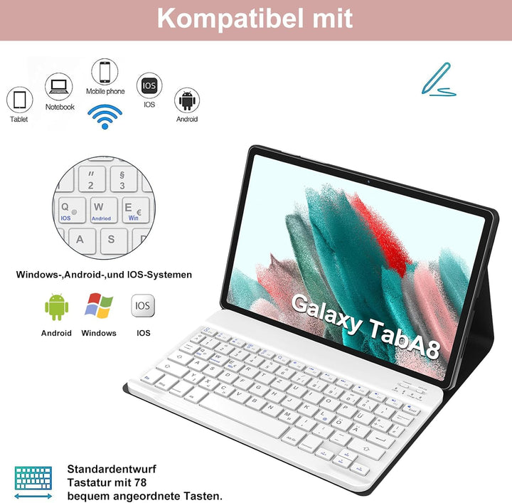 AVNICUD Tastatur für Samsung Galaxy Tab A8 10.5 Zoll 2022/2021, Hülle mit Tastatur für Samsung Tab A