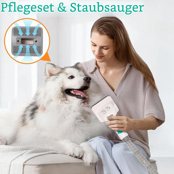 Hundeschermaschine mit Staubsauger, 13000PA Schermaschine Hund mit 7 Pflegewerkzeugen, Pfotentrimmer