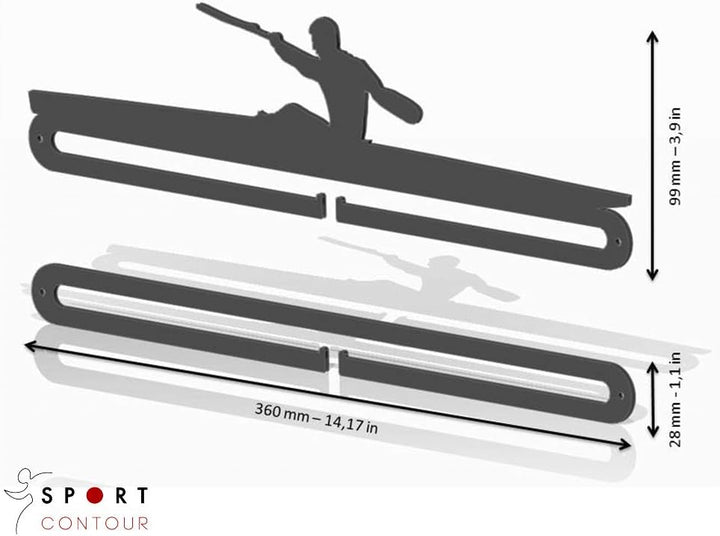 Kanu fahren Medaille Display Double Aufhänger schwarz