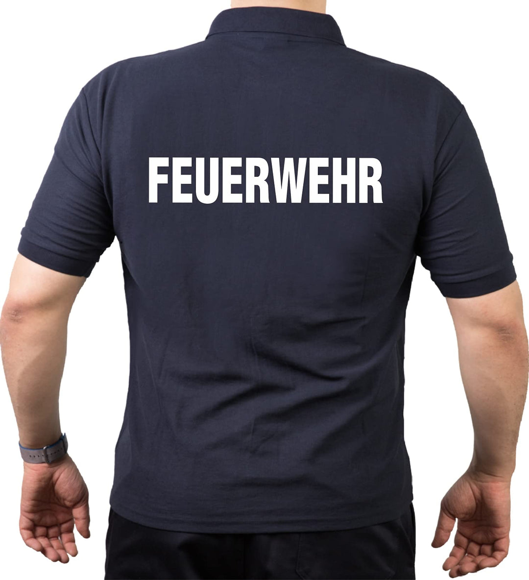 feuer1 Polo-Shirt Feuerwehr - weisser beidseitiger Schriftzug XXL Navy, XXL Navy