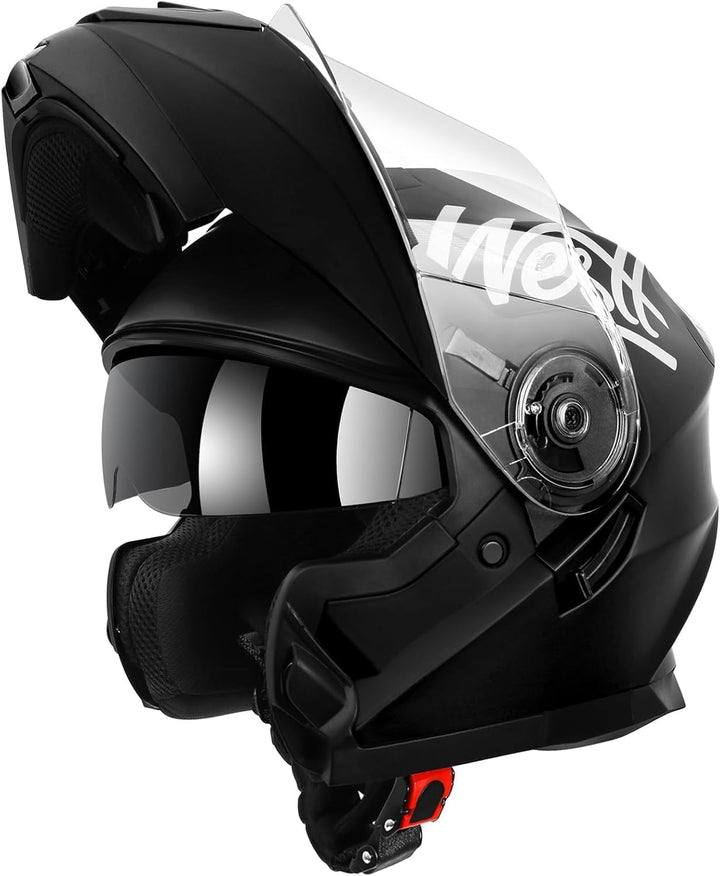 Westt Klapphelm Flip up Motorradhelm Integralhelm Herren Damen mit verstärktem Kinnschutz Chopper Mo
