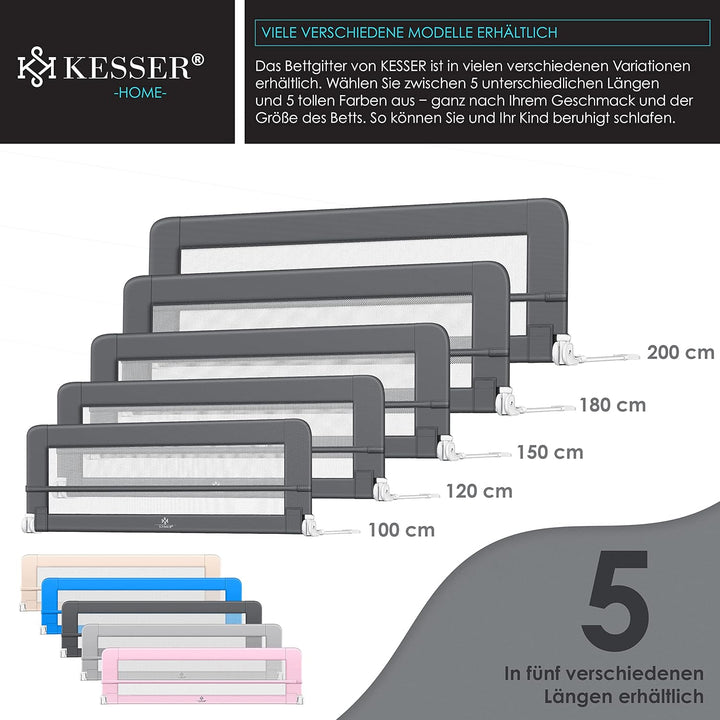 KESSER® Bettgitter 120 cm Bettschutzgitter Kinderbettgitter für Kinder Babybettgitter Klappbar, Trag