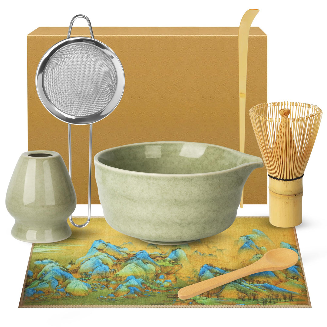 Matcha Set - Matcha Tea Set 7 Piece Matcha Besen Set, Matcha Zubehör - Matcha Set für Einsteiger - S