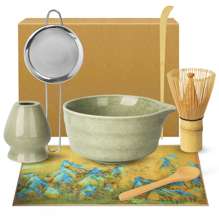 Matcha Set - Matcha Tea Set 7 Piece Matcha Besen Set, Matcha Zubehör - Matcha Set für Einsteiger - S