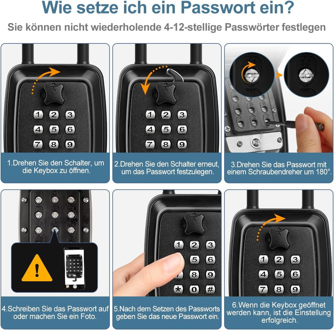 ENONEO Schlüsseltresor mit Zahlencode Schlüsselbox mit Bügel Ultra-Robustes Kleine Schlüsselsafe Aus
